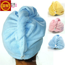 2014 nueva microfibra de secado mágico turbante toalla / sombrero / tapa secador de pelo secado rápido baño salón toallas tapa HL114